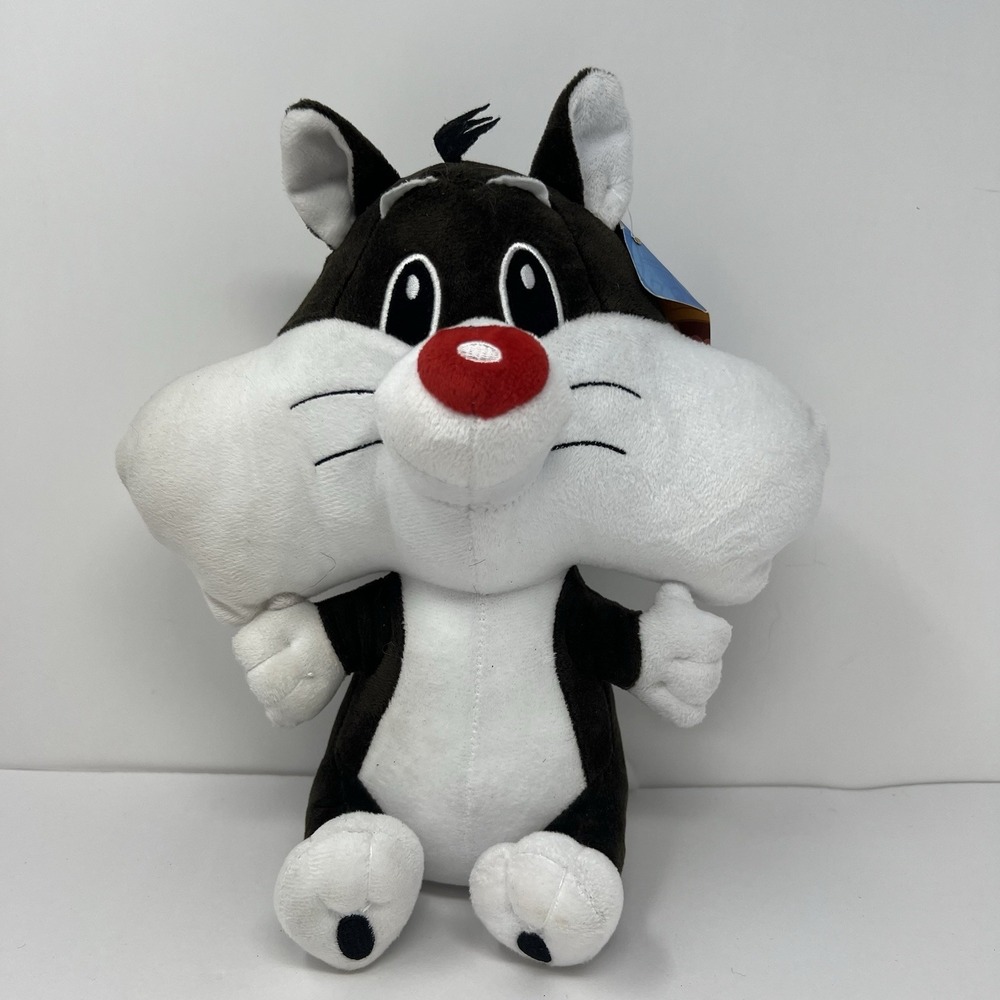 Six Flags Sylvester Cat Plush 11in Black White Looney Tunes Stuffed Animal